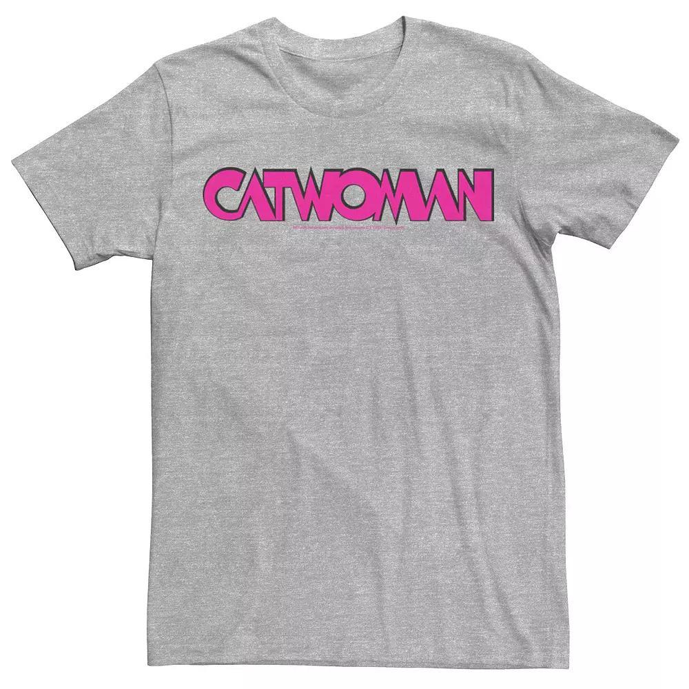 Mens DC Comics Catwoman Pink Retro Text Tee Product Image