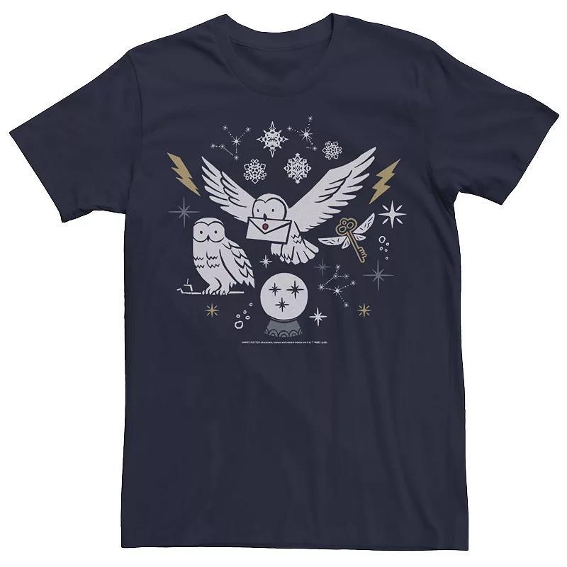 Men's Harry Potter Christmas Winter Owls Tee, Size: Large, Navy Grey Product Image