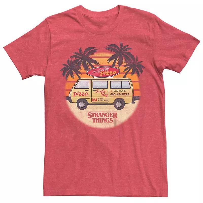 Men's Netflix Stranger Things Surfer Boy Pizza Tee, Size: XS, Red Product Image