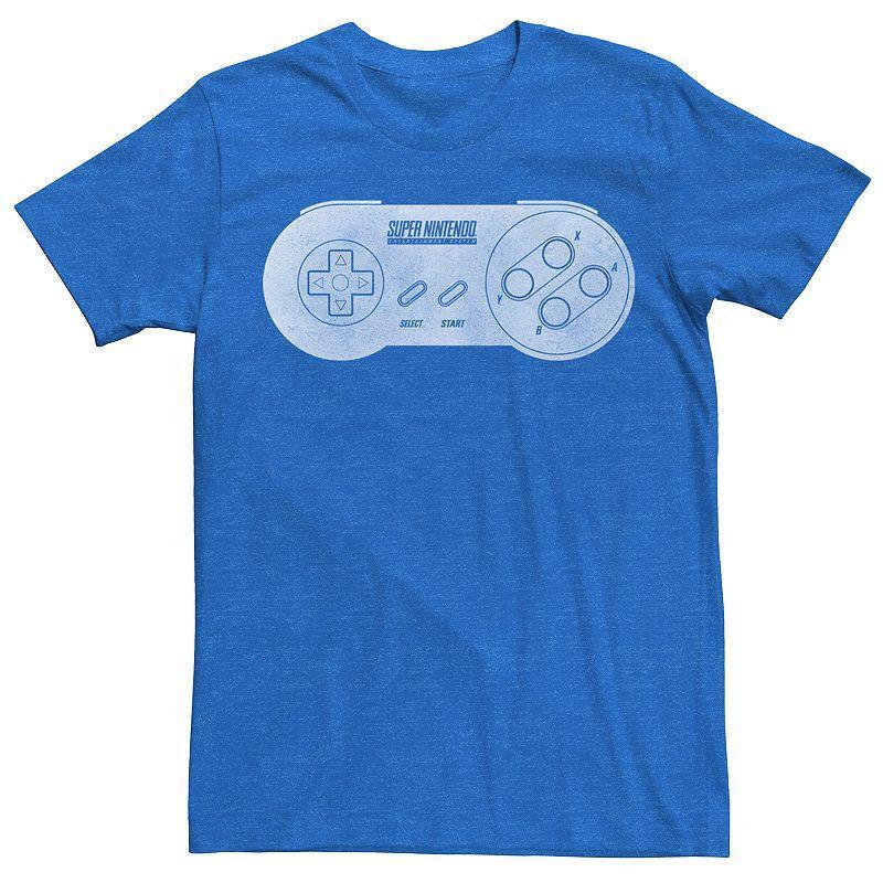 Men's Nintendo SNES Light Lines Controller Tee, Size: Large, Royal Grey Product Image