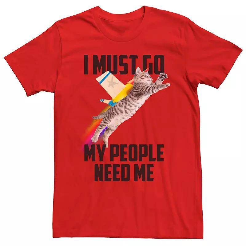 Men's My People Need Me Cat Flying Graphic Tee, Size: Medium, Red Product Image
