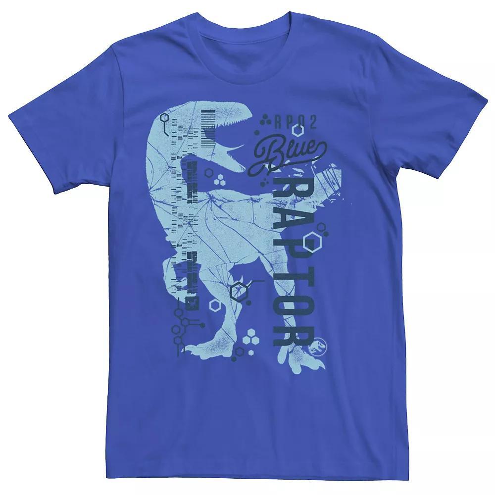 Men's Jurassic World Two Blue Raptor DNA Code Silhouette Tee, Size: 3XL, Royal Product Image