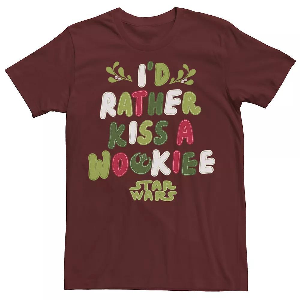 Men's Star Wars Christmas I'd Rather Kiss A Wookie Holiday Text Tee, Size: Small, Red Product Image