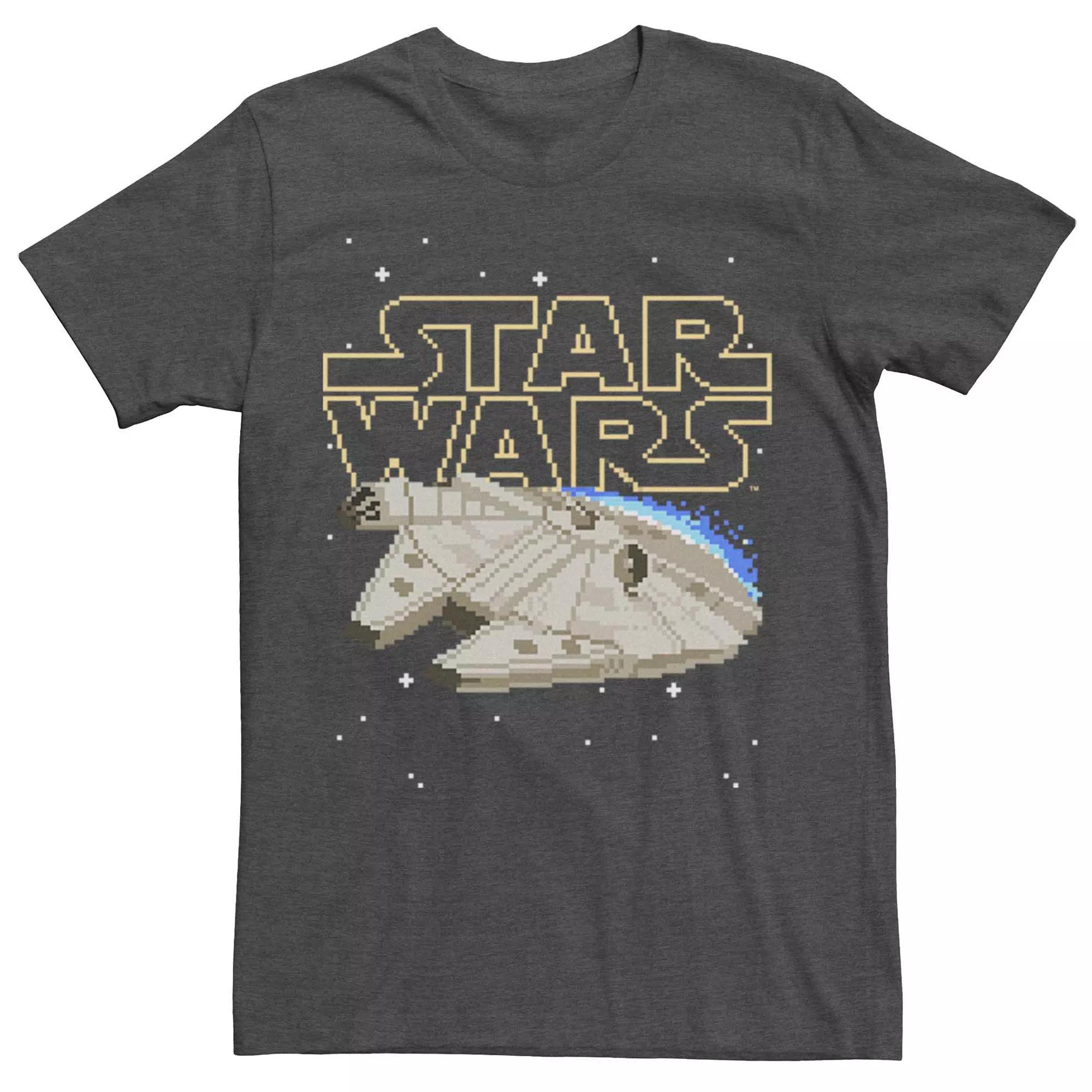 Men's Star Wars Millennium Falcon 8-Bit Tee, Size: XL, Grey Heather Product Image