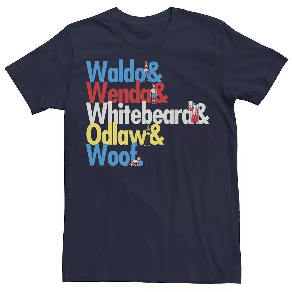 Men's Where's Waldo Colorful Character Name Stack Graphic Tee, Size: 3XL, Blue Product Image