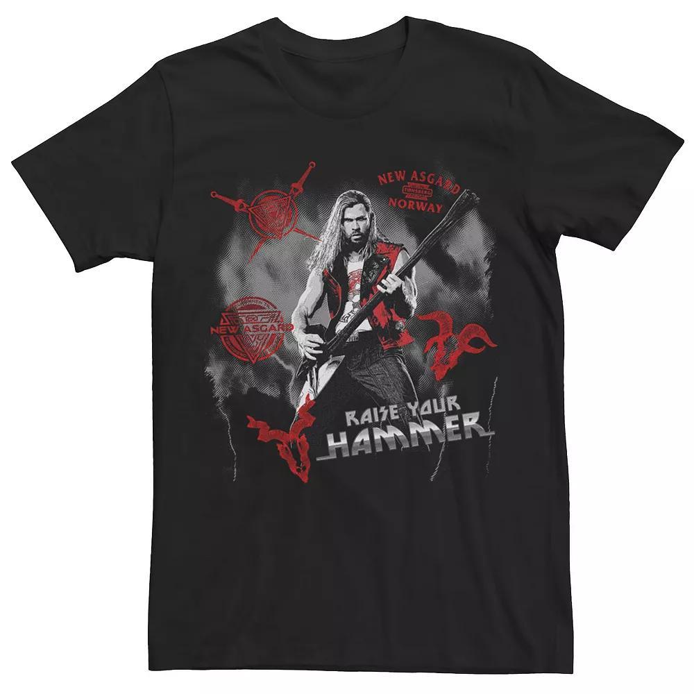 Men's Marvel Thor Love And Thunder Raise Your Hammer Rock God Tee, Size: Large, Black Product Image