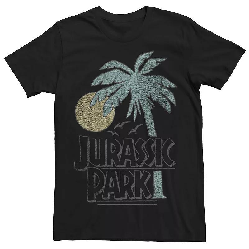 Men's Jurassic Park Palm Tree Sunset Logo Tee, Size: Large, Blue Product Image