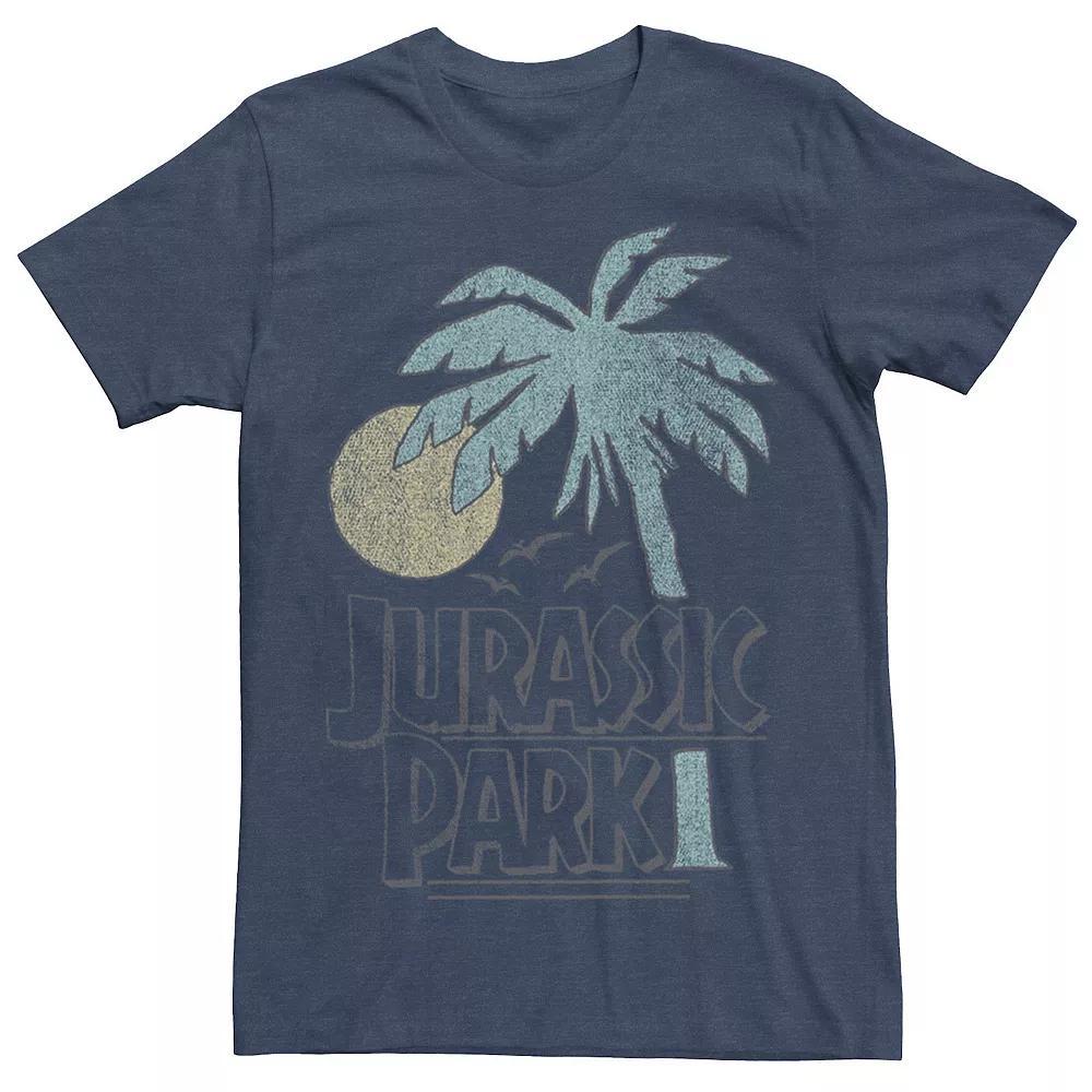 Men's Jurassic Park Palm Tree Sunset Logo Tee, Size: Large, Blue Product Image