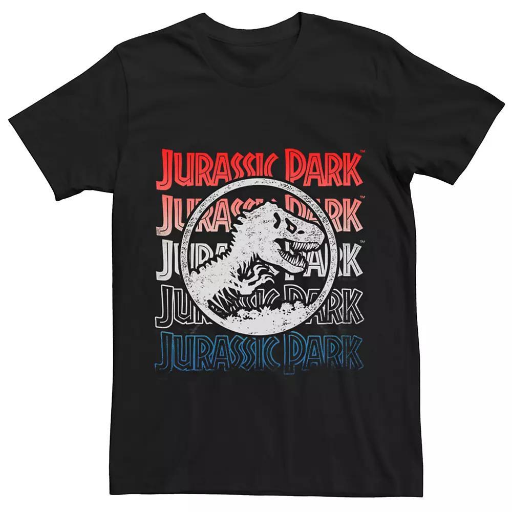 Men's Jurassic Park Red, White, & Blue Tee, Size: XL, Black Product Image