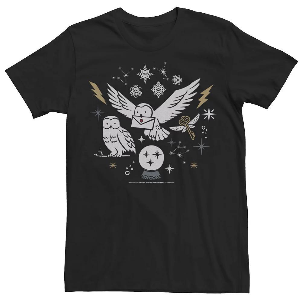 Men's Harry Potter Christmas Winter Owls Tee, Size: Large, Navy Grey Product Image