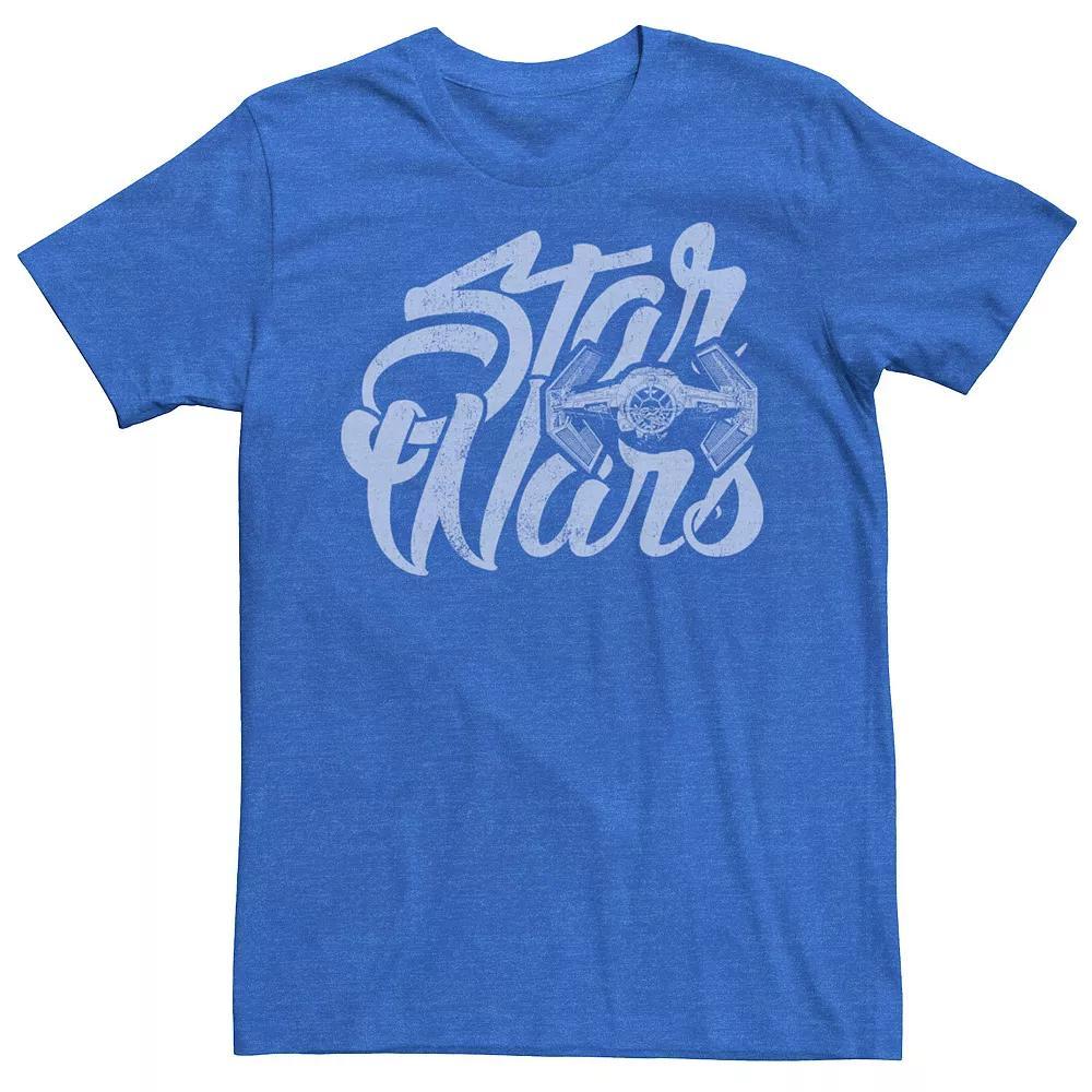 Men's Star Wars Tie Fighter Retro Cursive Logo Graphic Tee, Size: XL, Royal Grey Product Image
