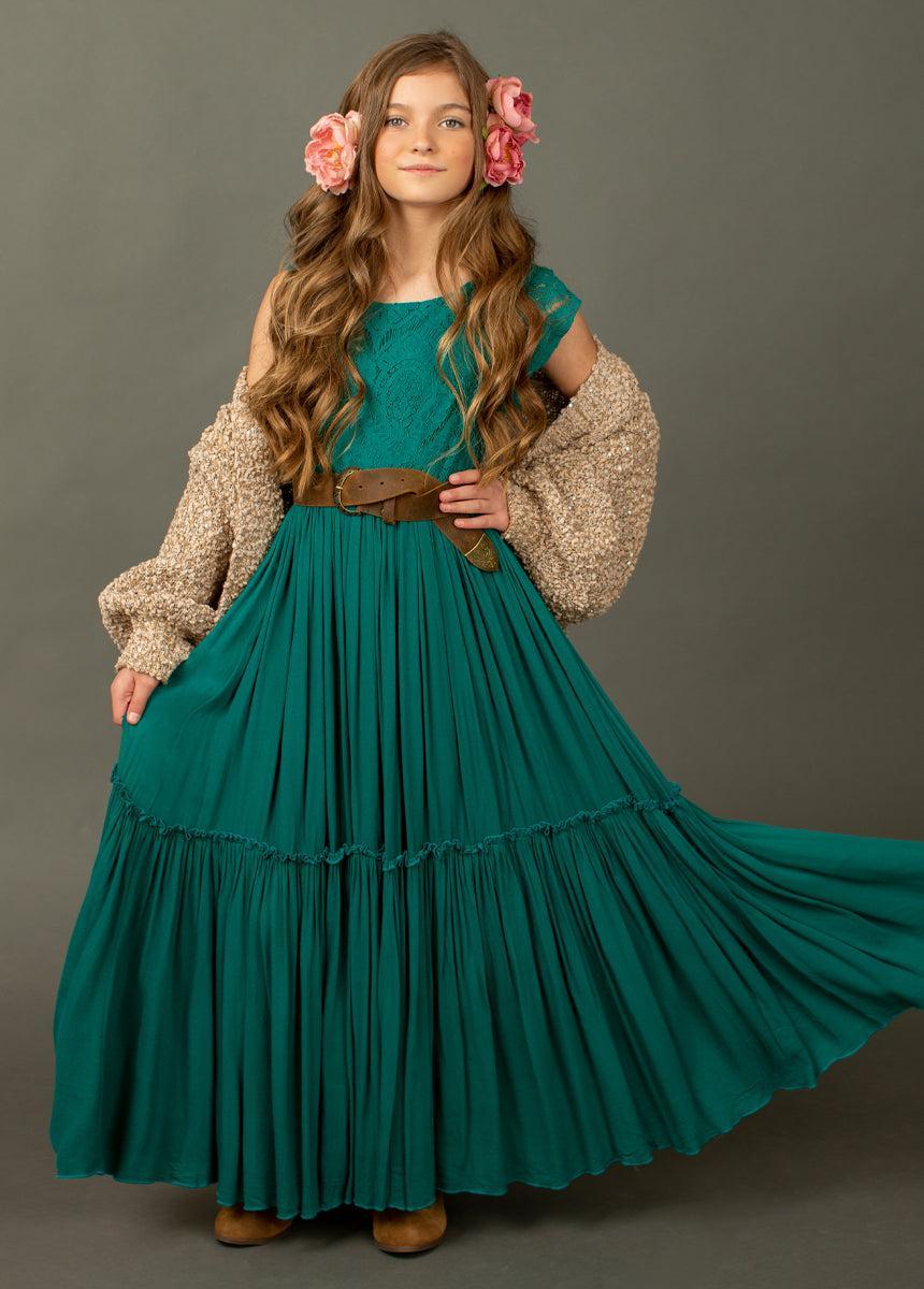Macy Dress in Teal Girls Product Image