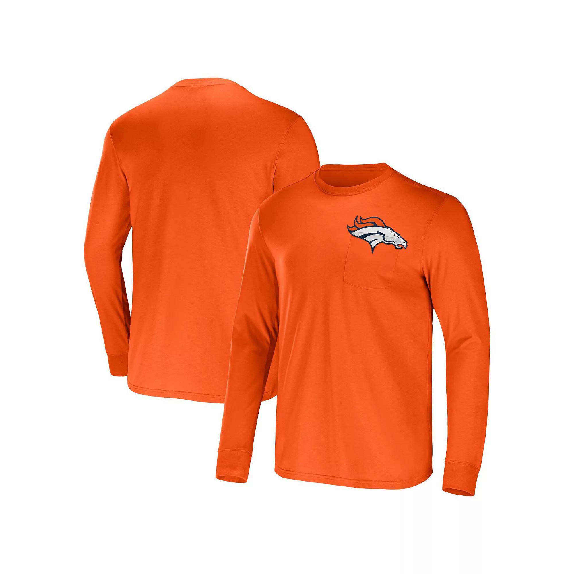 Men's NFL x Darius Rucker Collection by Fanatics Orange Denver Broncos Team Long Sleeve Pocket T-Shirt, Size: Medium Product Image