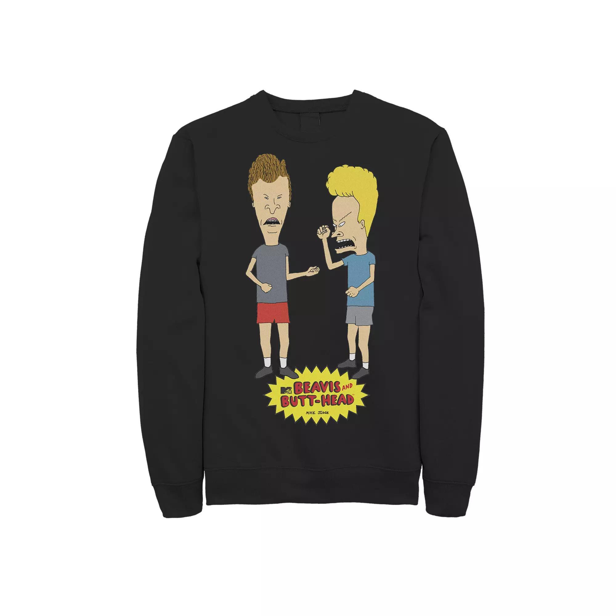 Men's Beavis And Butthead Breaking The Law Portrait Logo Sweatshirt, Size: Medium, Black Product Image