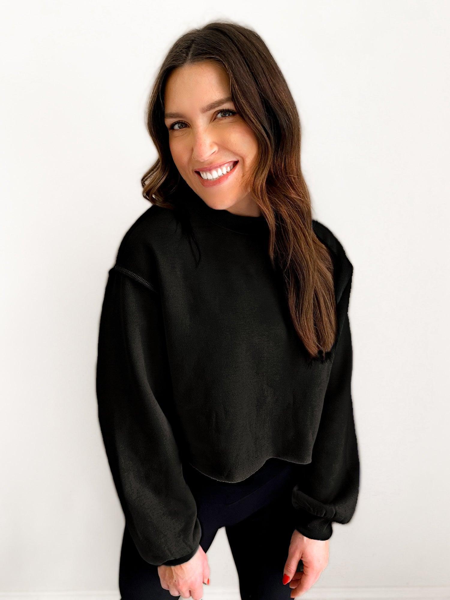 Izzy Inside-Out Cropped Sweatshirt Product Image
