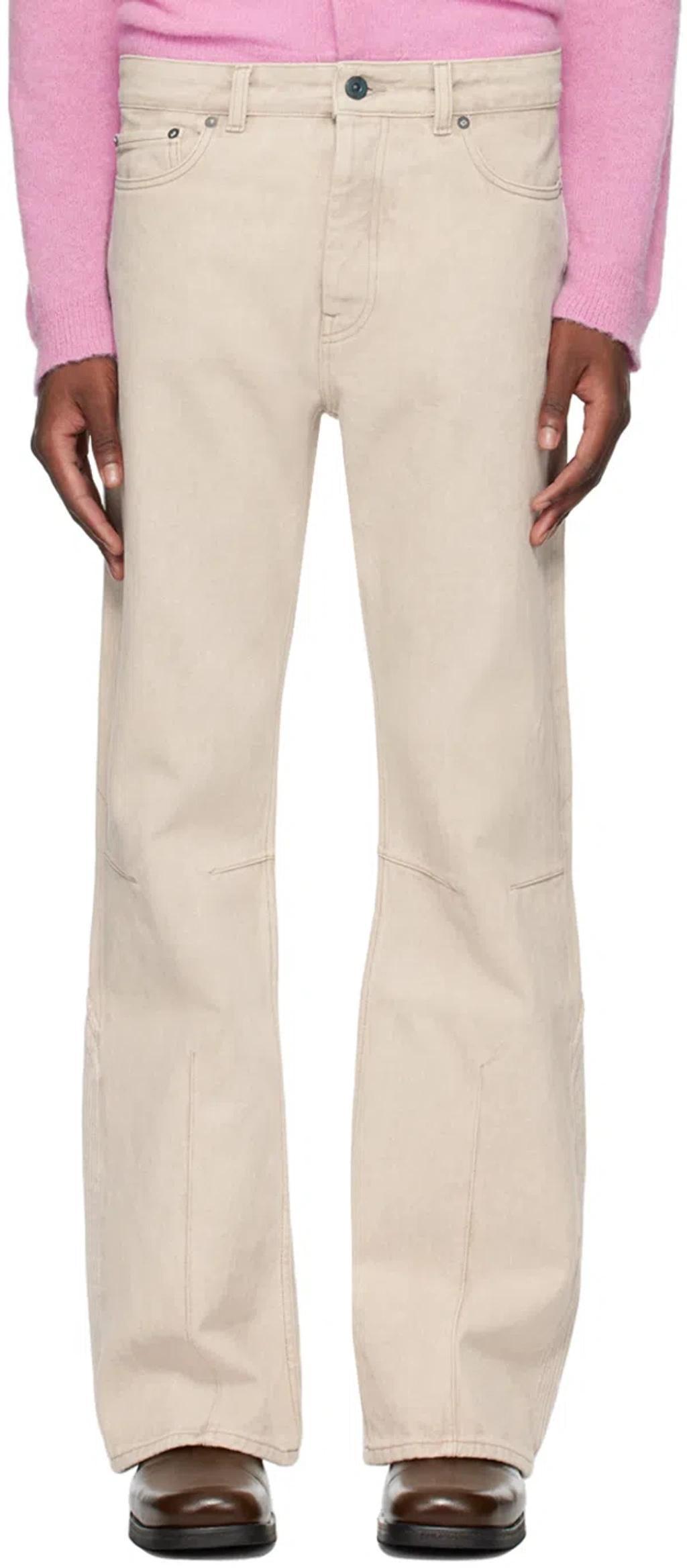 OUR LEGACY Beige Moto Cut Jeans In Chost Attic Wash Den Product Image