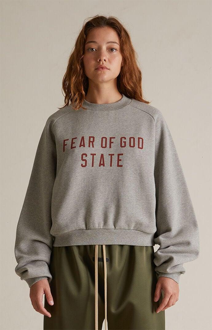 Fear of God Essentials Womens Fleece Cropped Crew Neck Sweatshirt - Product Image