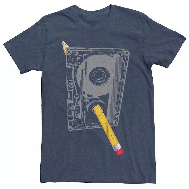 Men's Cassette Pencil Rewind Graphic Tee, Size: XS, White Product Image
