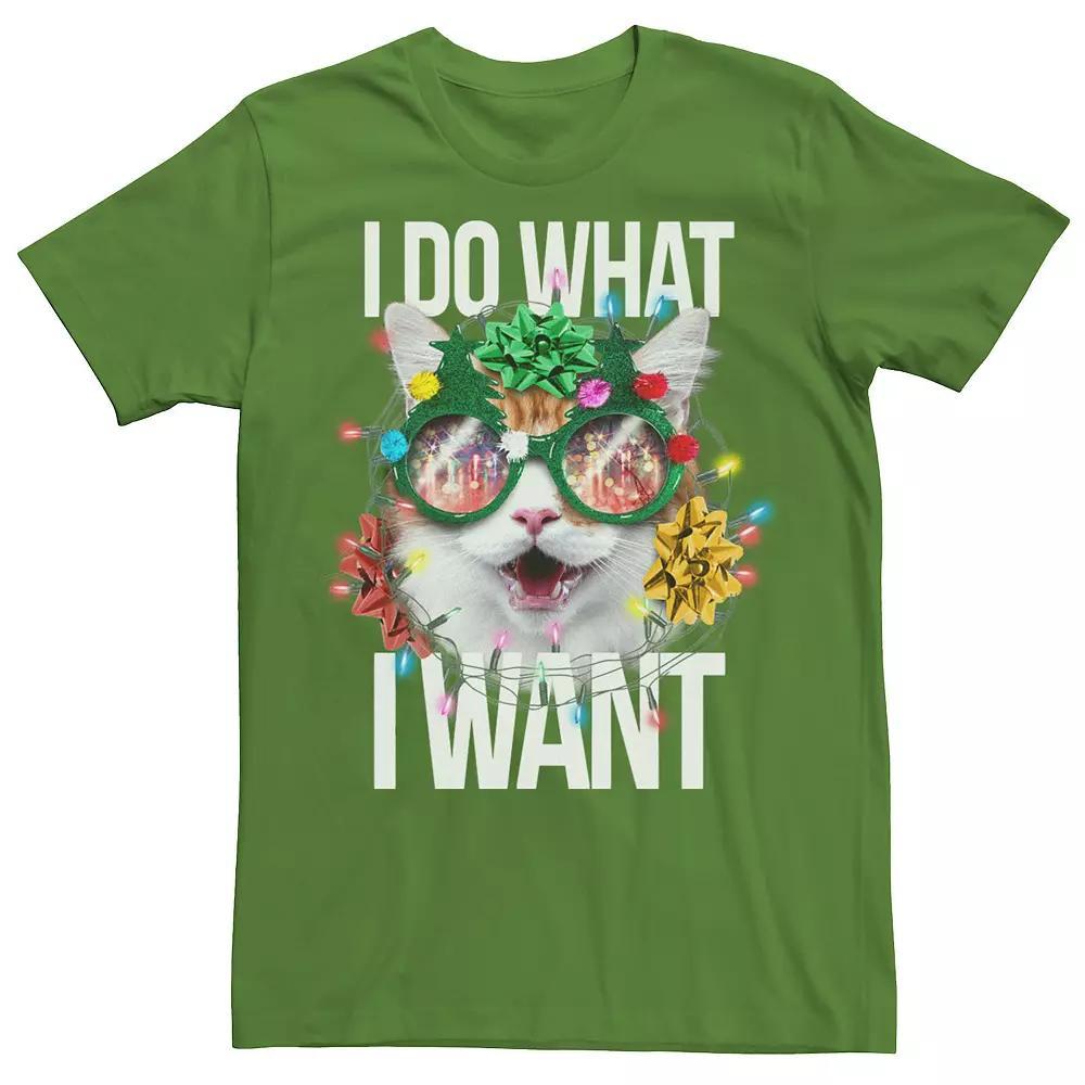Men's Sassy Christmas Cat Graphic Tee, Size: XXL, Kelly Product Image