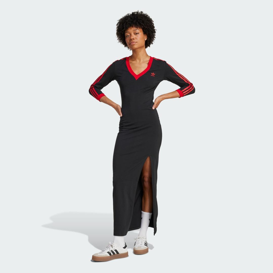 adidas Adicolor Classics 3-Stripes Maxi Dress Better Scarlet XL Womens Product Image