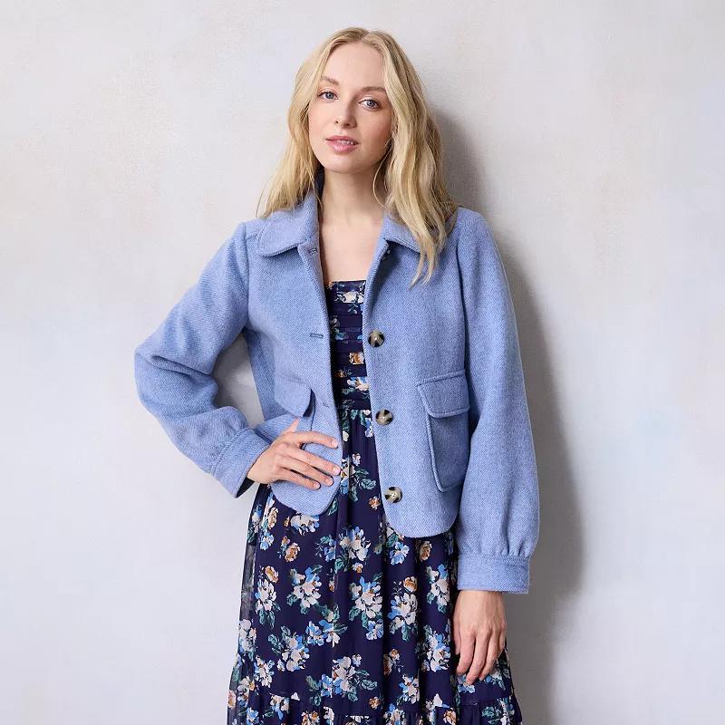 Petite LC Lauren Conrad Shacket, Womens Blue Product Image