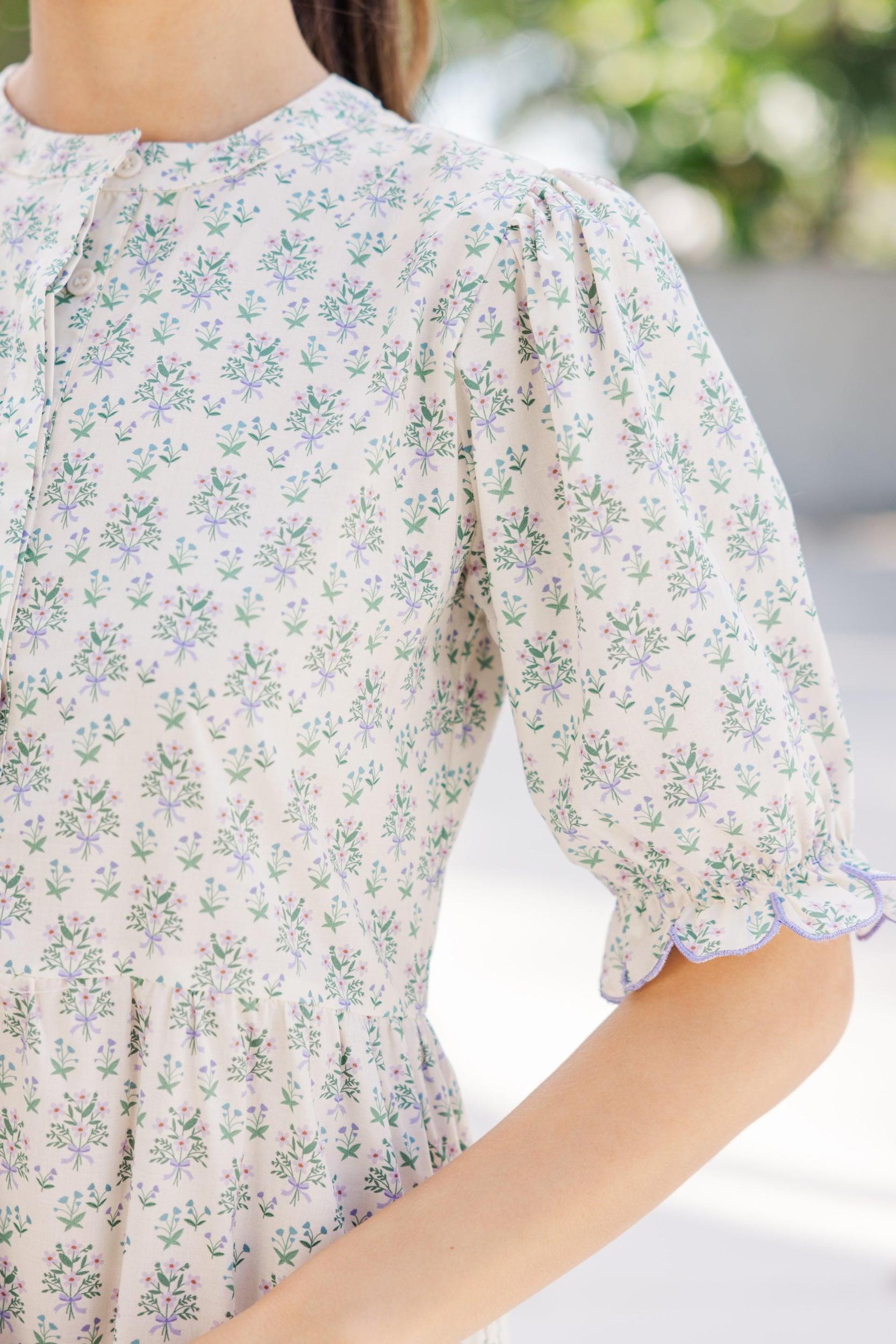 Perfectly Paired Cream Floral Midi Dress Female Product Image