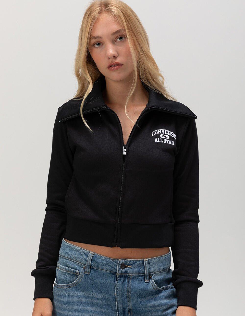 CONVERSE Retro Womens Zip-Up Track Jacket - BLACK Product Image