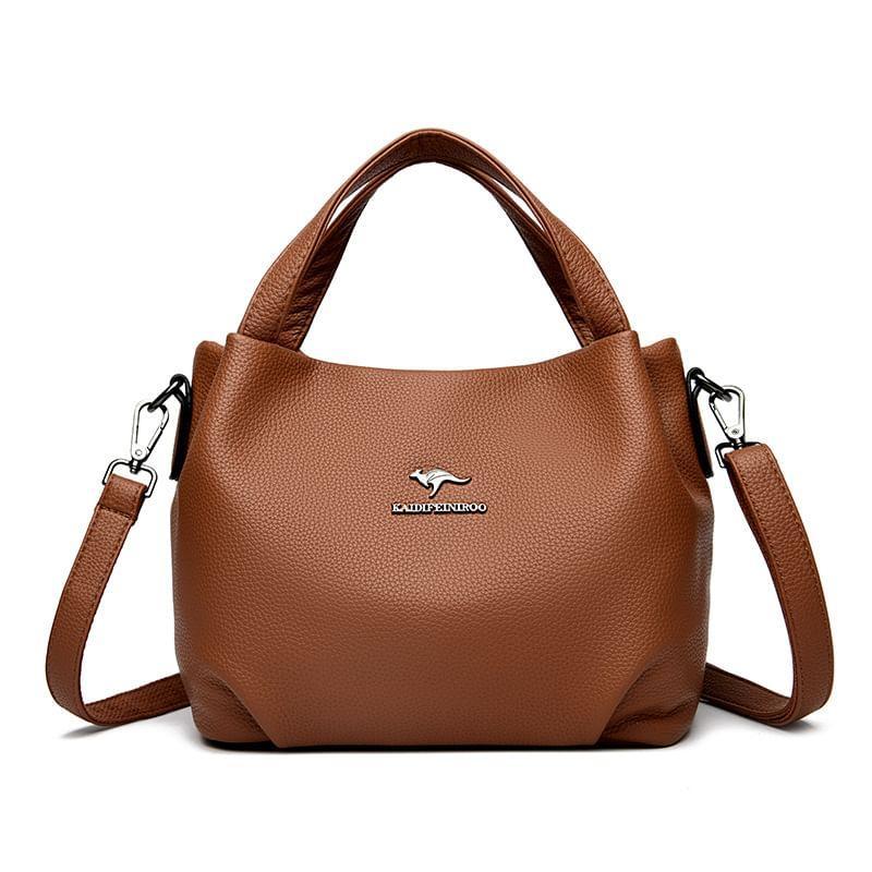 Top Handle Faux Leather Flap Crossbody Bag Product Image