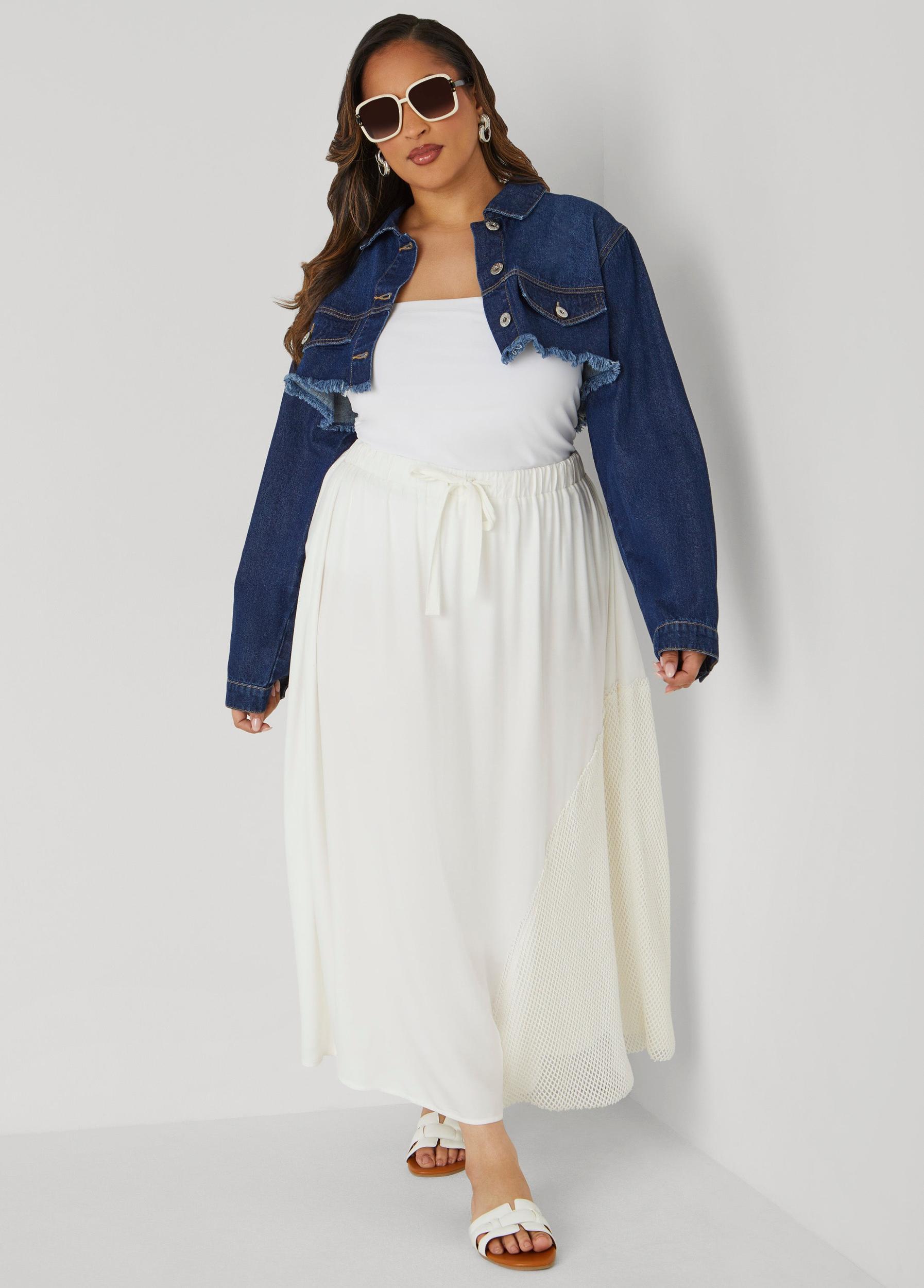 Fishnet Paneled Maxi Skirt Product Image