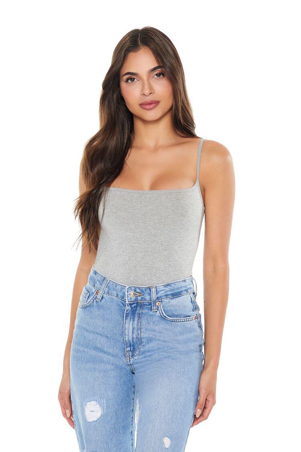 Seamless Heathered Cami Bodysuit | Forever 21 Product Image