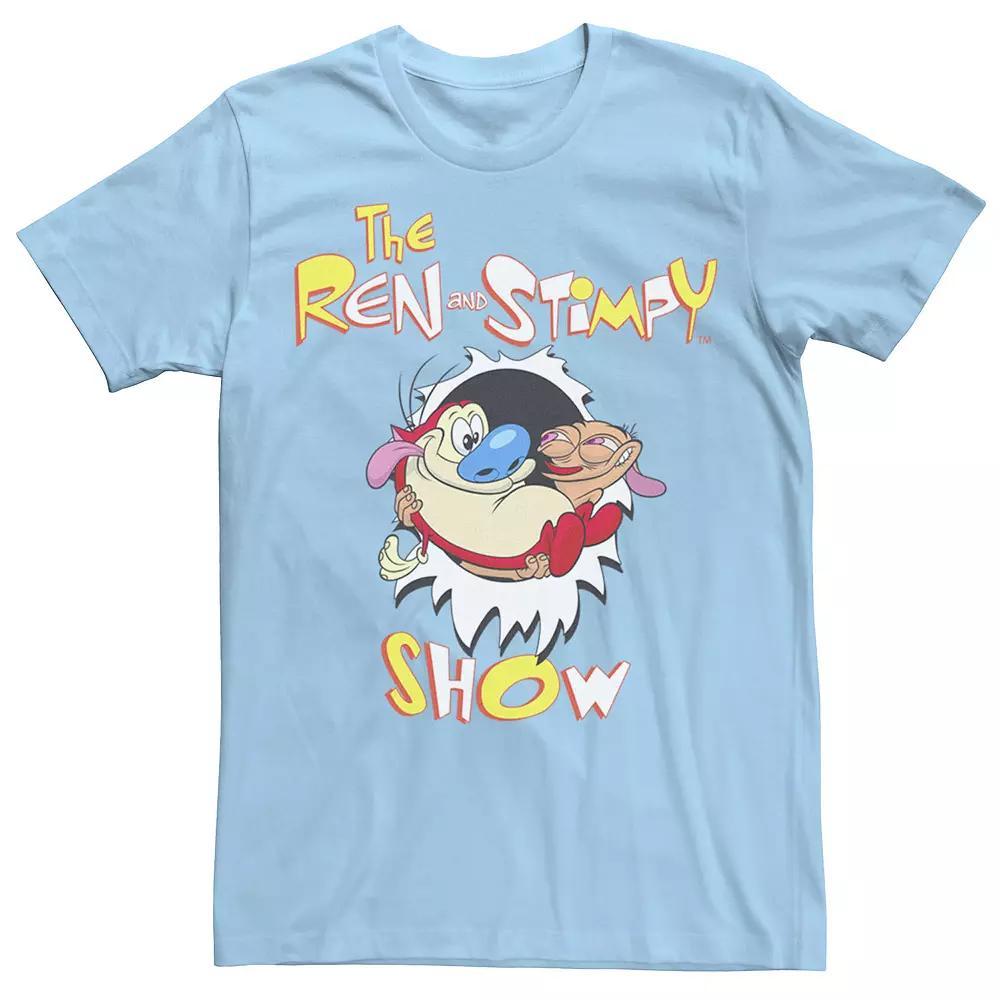 Men's Ren & Stimpy Show Tear Through Retro Logo Tee, Size: Small, Light Blue Product Image