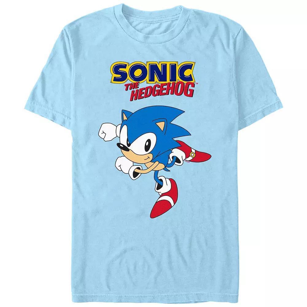 Men's Sonic The Hedgehog Let's Run Graphic Tee, Size: Medium, Light Blue Product Image
