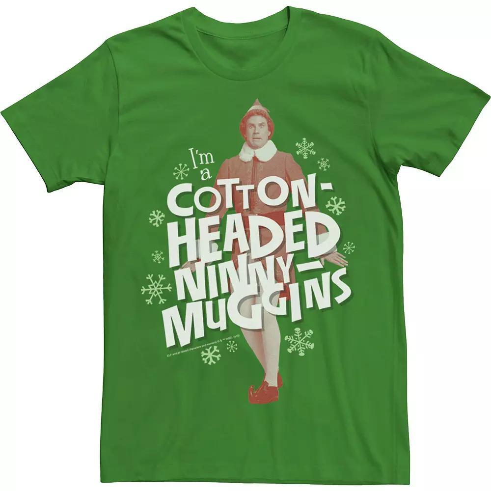 Men's Elf Buddy Cotton Headed Ninny Muggins Snowflake Poster Tee, Size: 3XL, Kelly Product Image