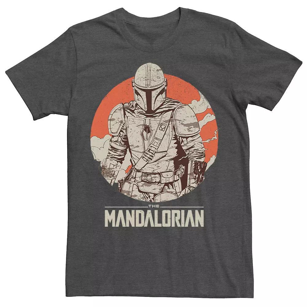 Men's Star Wars The Mandalorian Orange Sun Portrait Tee, Size: Medium, Grey Heather Product Image