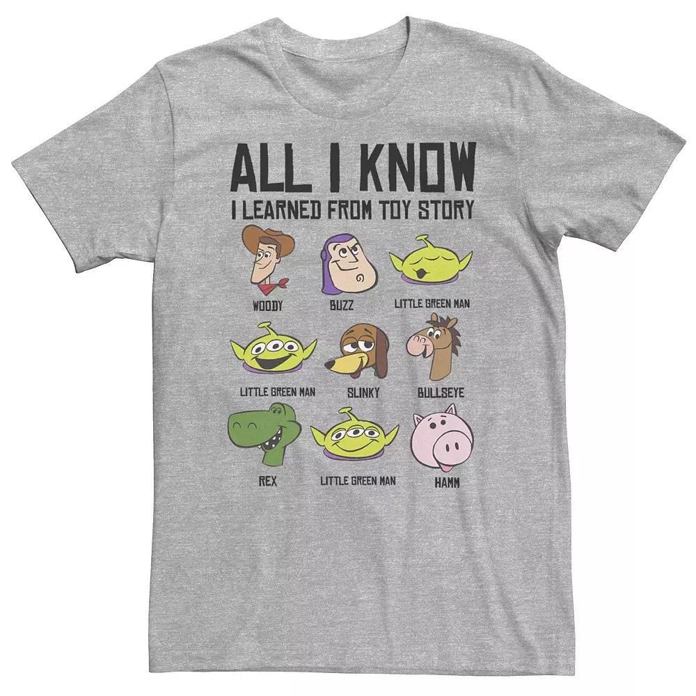 Big & Tall Disney / Pixar Toy Story All I Know I Learned From Toy Story Tee, Men's, Size: 3XL Tall, Athletic Grey Product Image