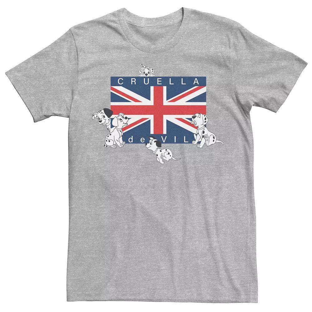 Disney's 101 Dalmatians Cruella De Vil Union Jack Flag Men's Tee, Size: Medium, Athletic Grey Product Image