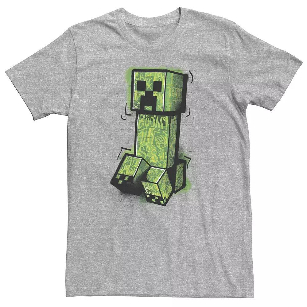Big & Tall Minecraft Creeper Grafitti Style Portrait Tee, Men's, Size: 3XL, Athletic Grey Product Image