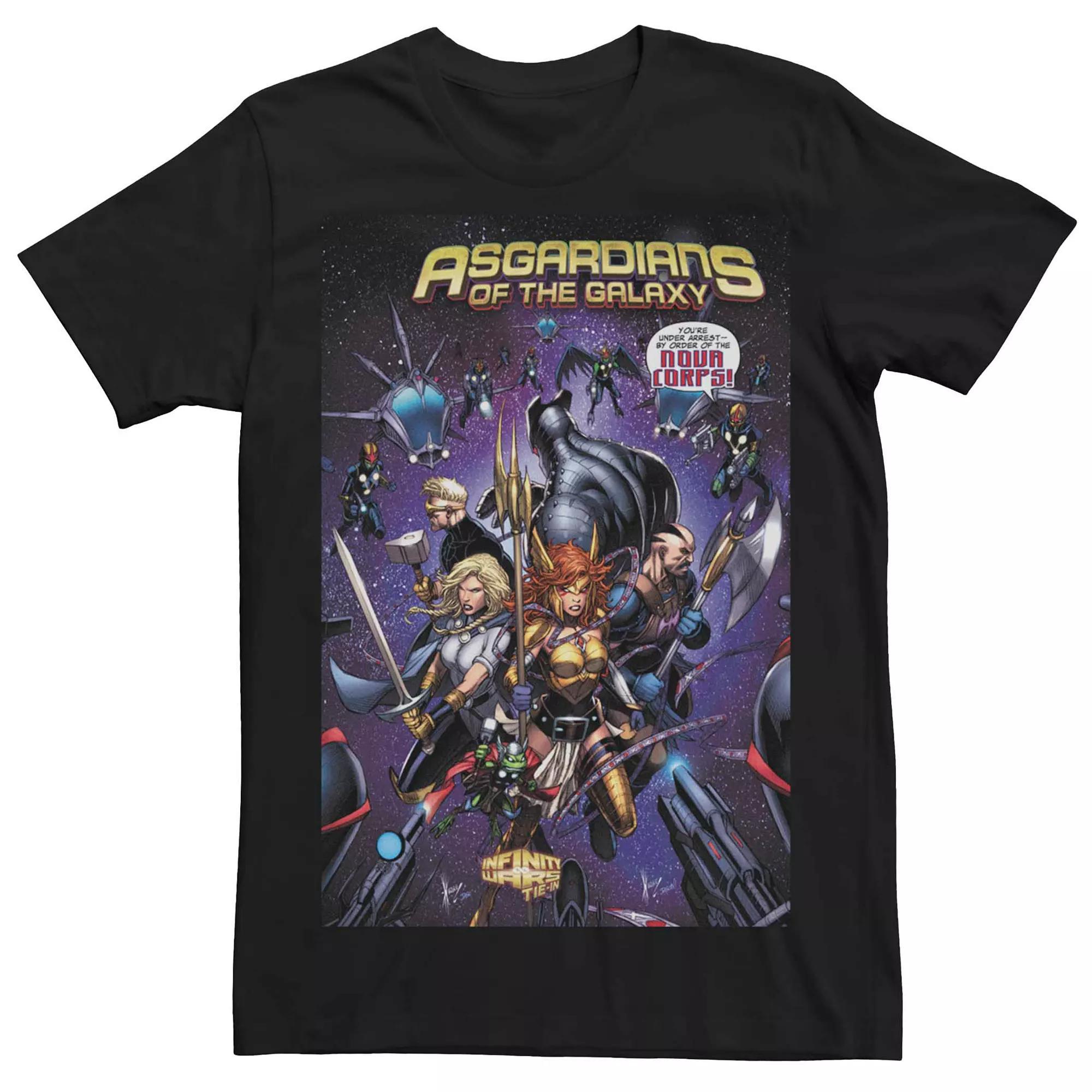 Men's Marvel Asgardians Of The Galaxy Nova Corps Comic Cover Tee, Size: XXL, Black Product Image