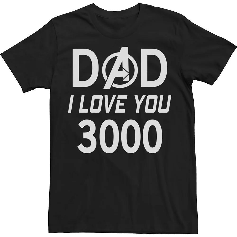 Big & Tall Marvel Dad I Love You 3000 Avengers Logo Father's Day Tee, Men's, Size: XXL Tall, Black Product Image