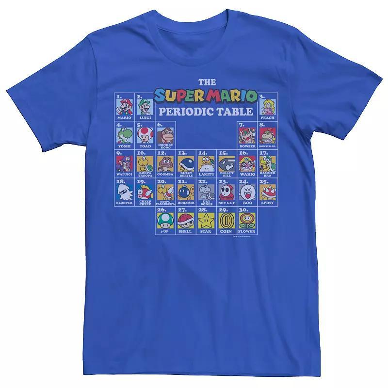 Men's Nintendo Super Mario Periodic Table Of Characters Tee, Size: Large, Royal Product Image