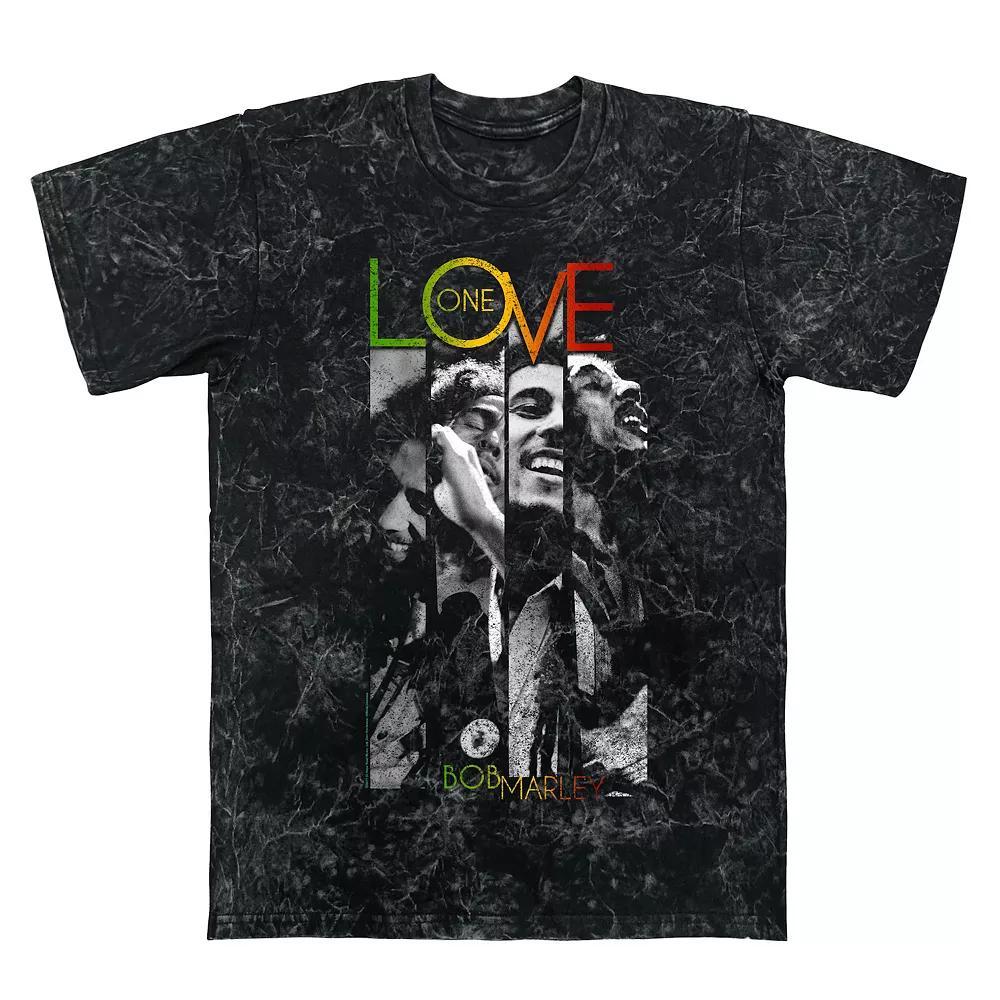 Men's Bob Marley One Love Stripes Graphic Tee, Size: Large, Black Mineral Wash Product Image