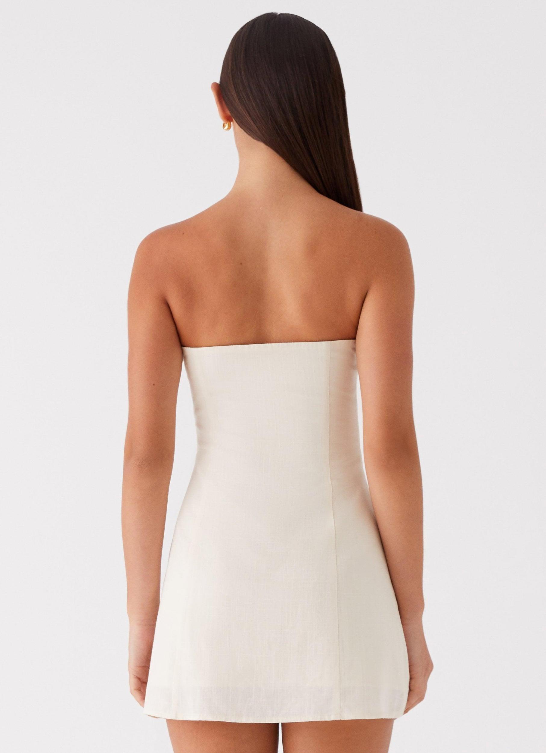 Do It That Way Linen Mini Dress - Ivory Product Image