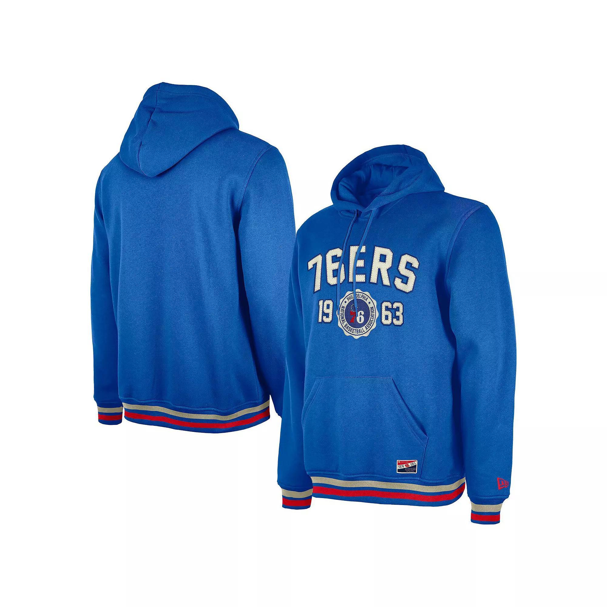 Men's New Era Royal Philadelphia 76ers Throwback Vintage Pullover Hoodie, Size: Small, 76r Blue Product Image