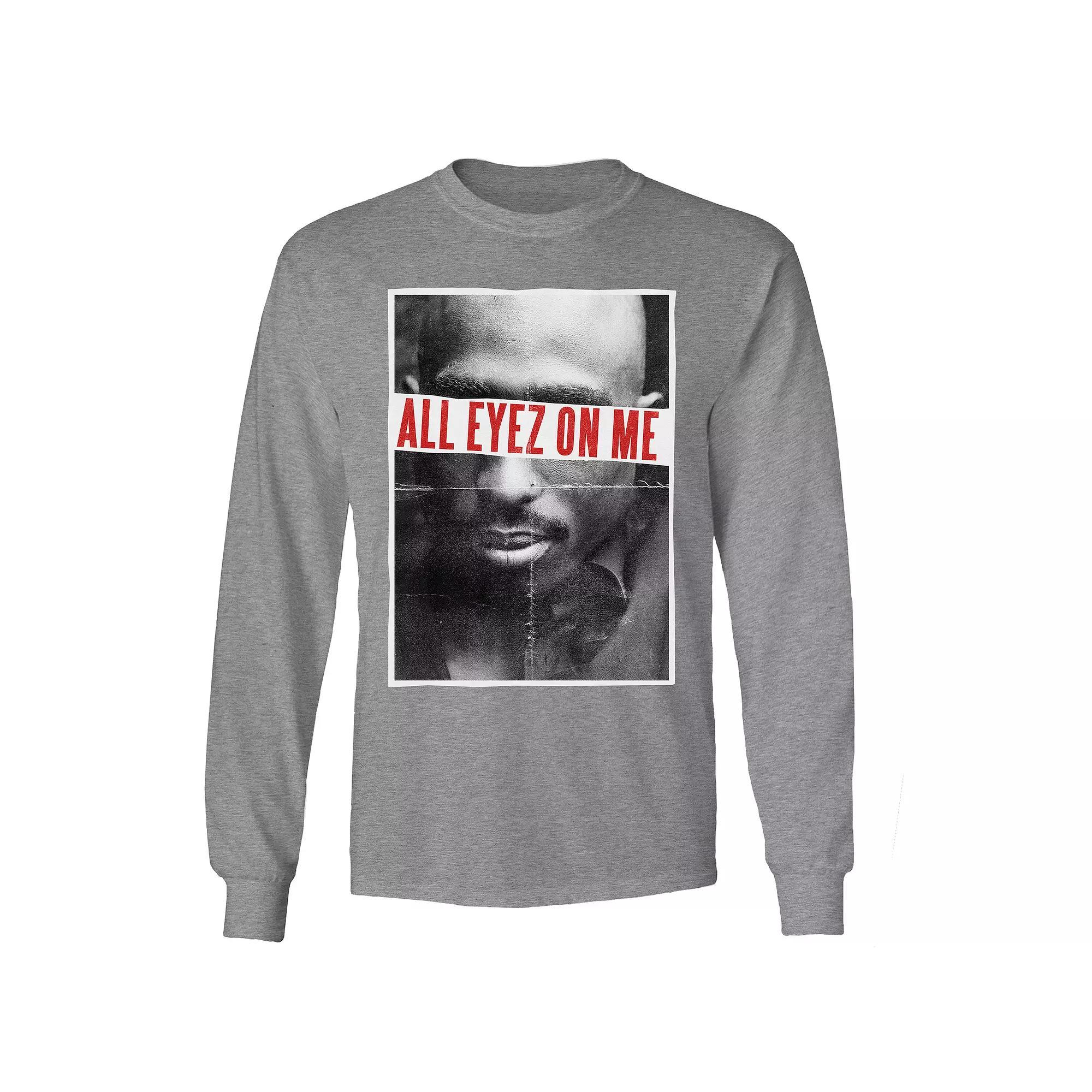 Men's Tupac All Eyes Long Sleeve, Size: Small, Grey Heather Product Image