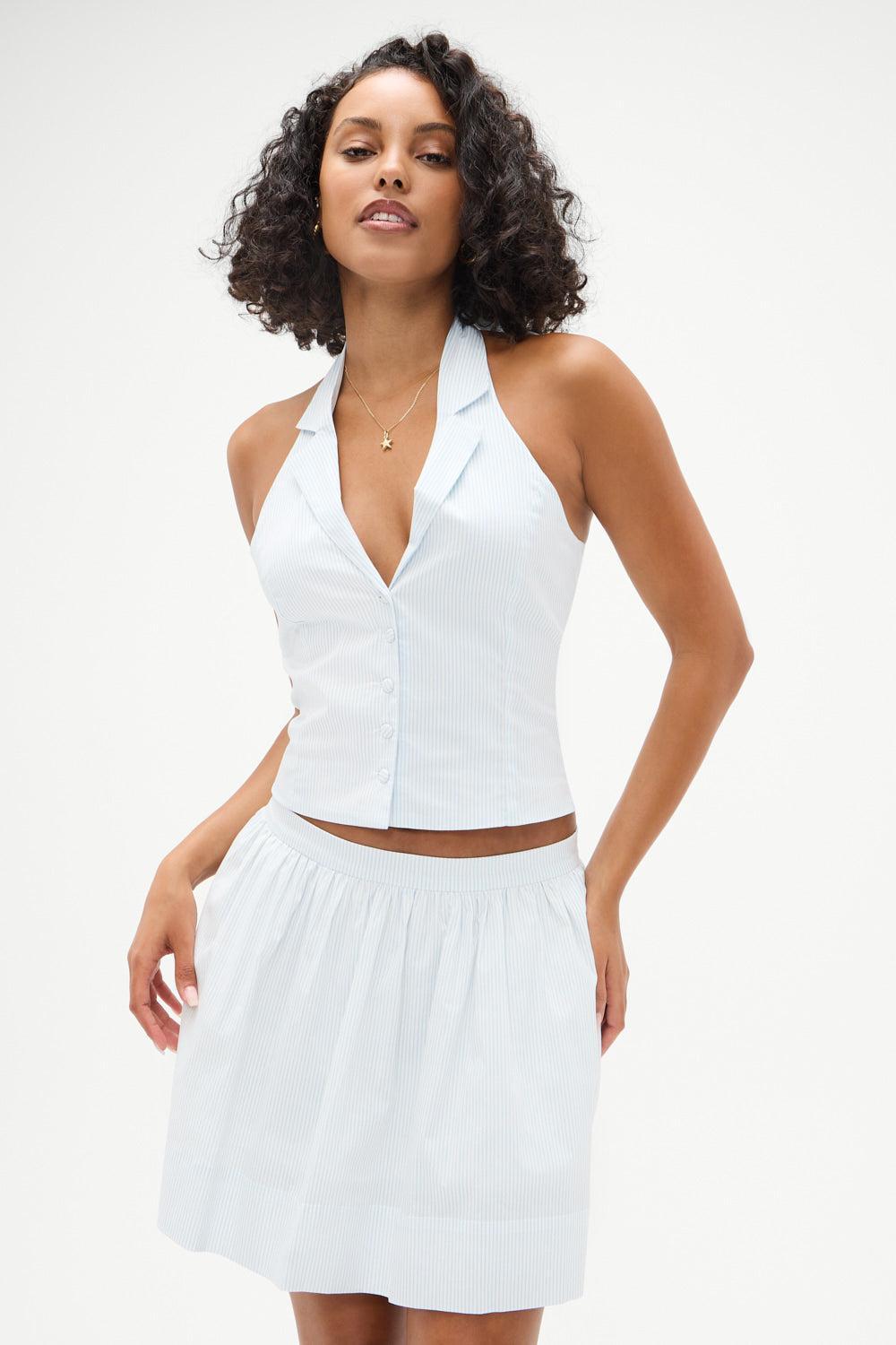 Cottage Striped Halter Top - Saltwater Stripe Product Image