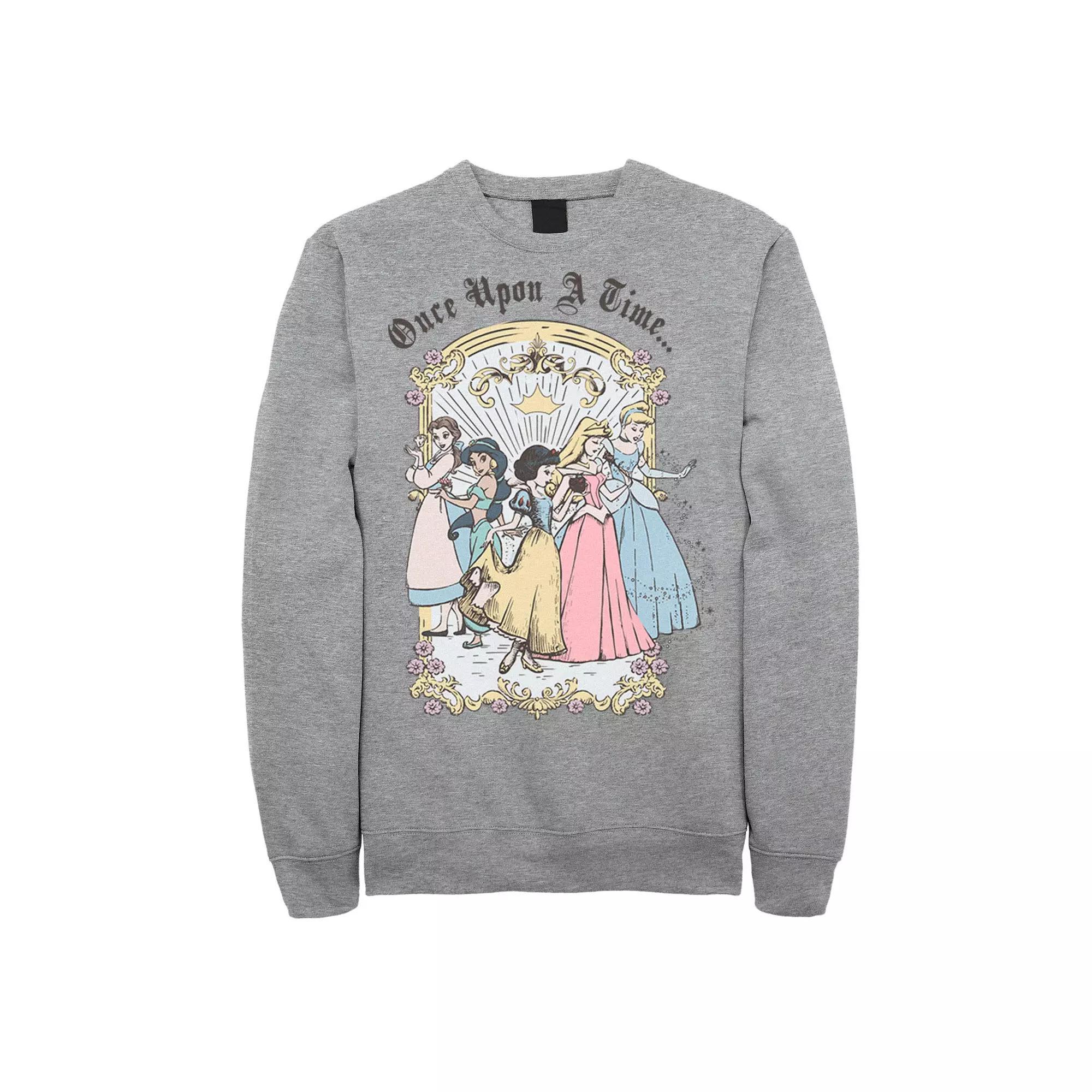 Men's Disney Princess Once Upon A Time Vintage Cartoon Sweatshirt, Size: XXL, Athletic Grey Product Image