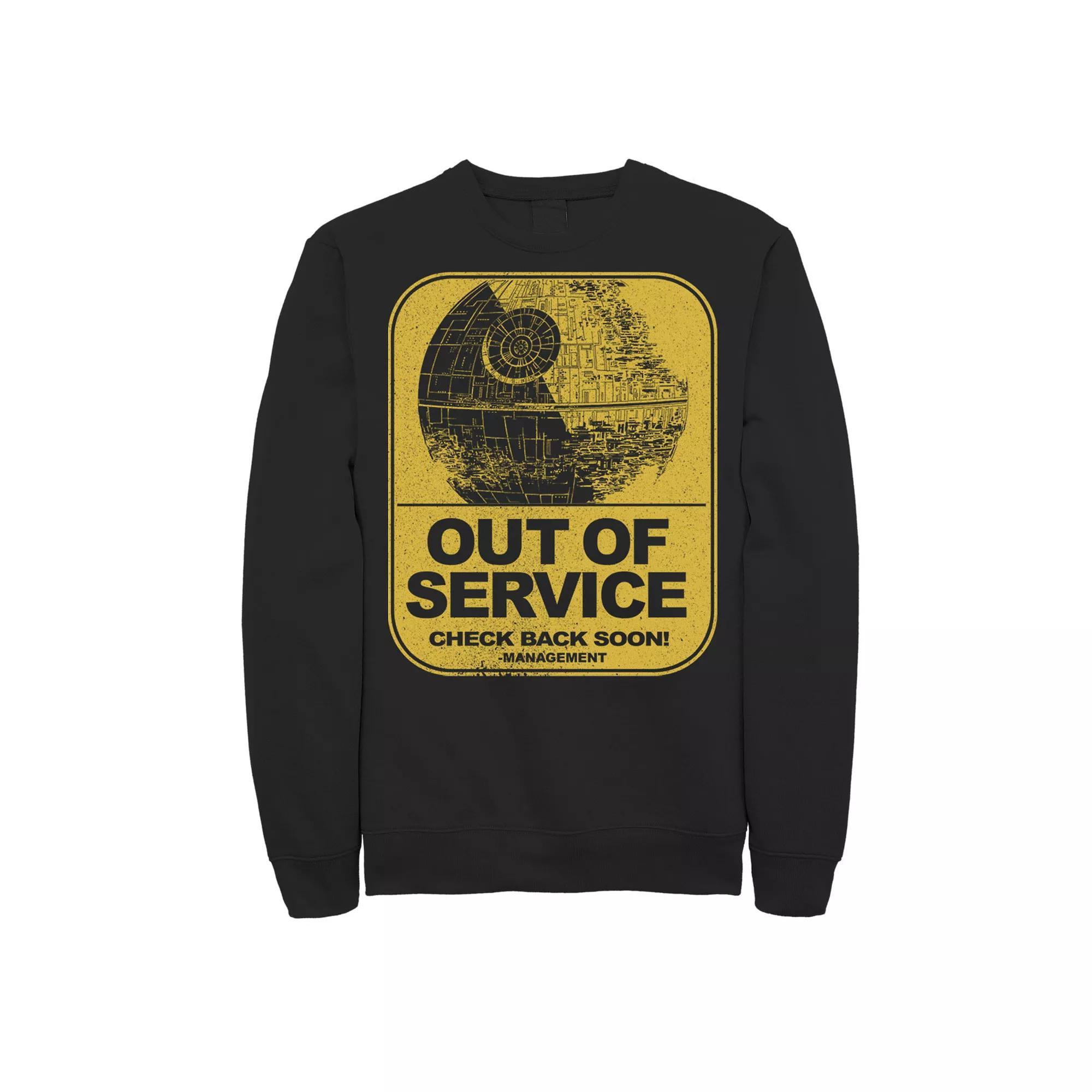 Men's Star Wars Death Star Out Of Service Check Back Soon Sweatshirt, Size: Large, Black Product Image