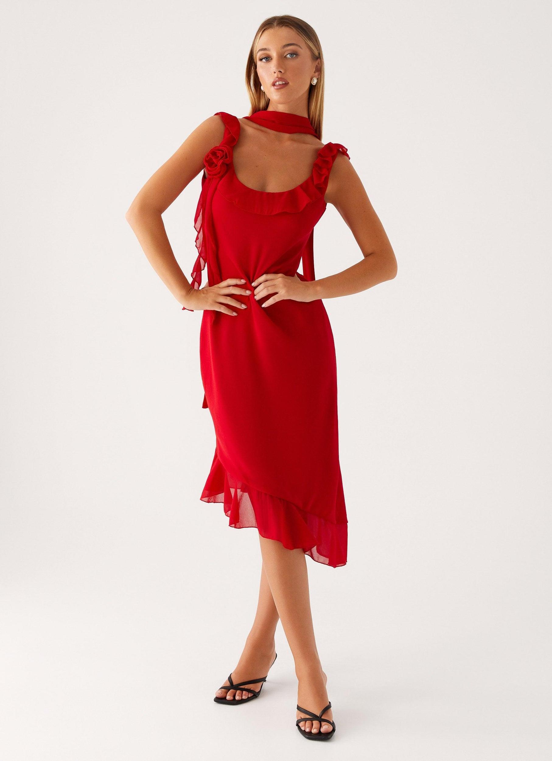 Fariday Midi Dress - Red Product Image
