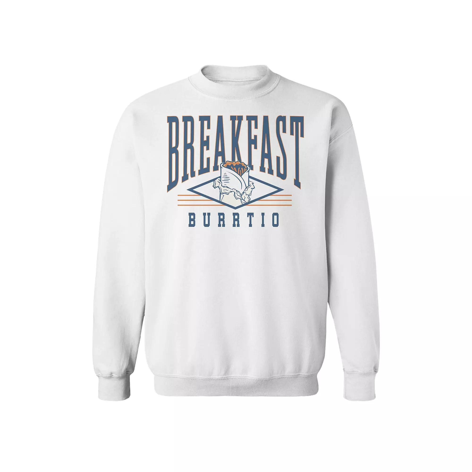 Men's COLAB89 Breakfast Burrito College Graphic Sweatshirt, Size: XL, White Product Image