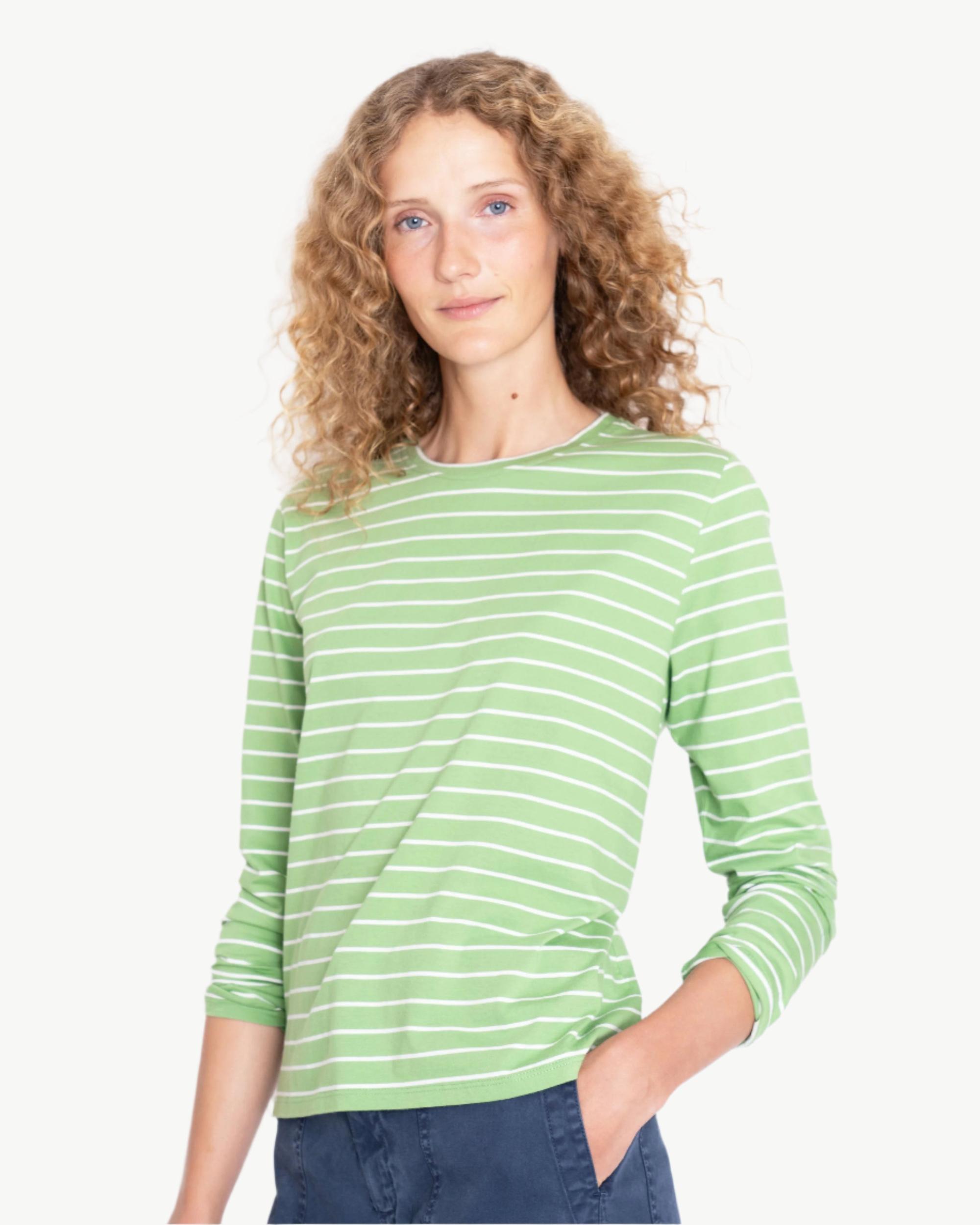 The Modern Long - Avocado/White Pinstripe Female Product Image